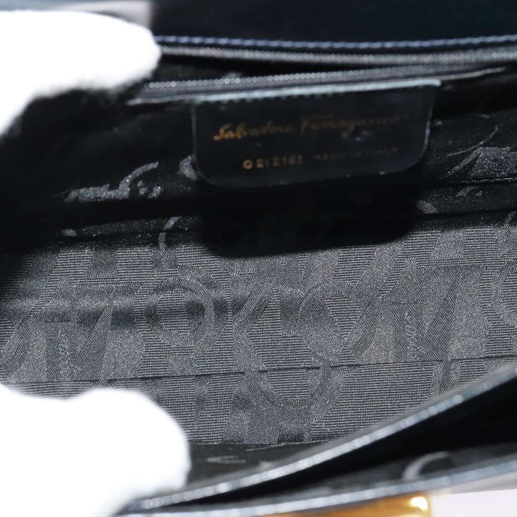 Salvatore Ferragamo Gancini Convertible Top Handle Bag Black Leather Good condition - Box View