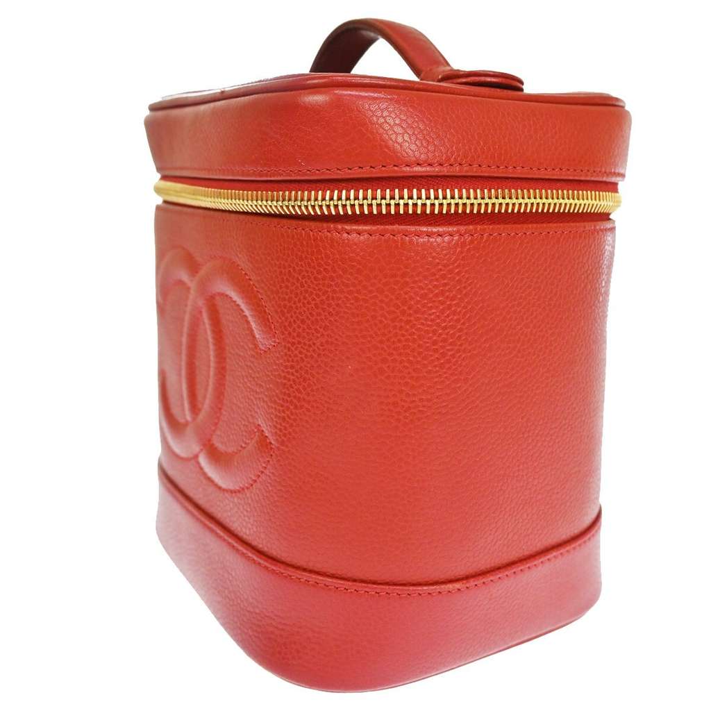 Chanel Vintage Timeless Cosmetic Case Red Leather Good condition - Inside View