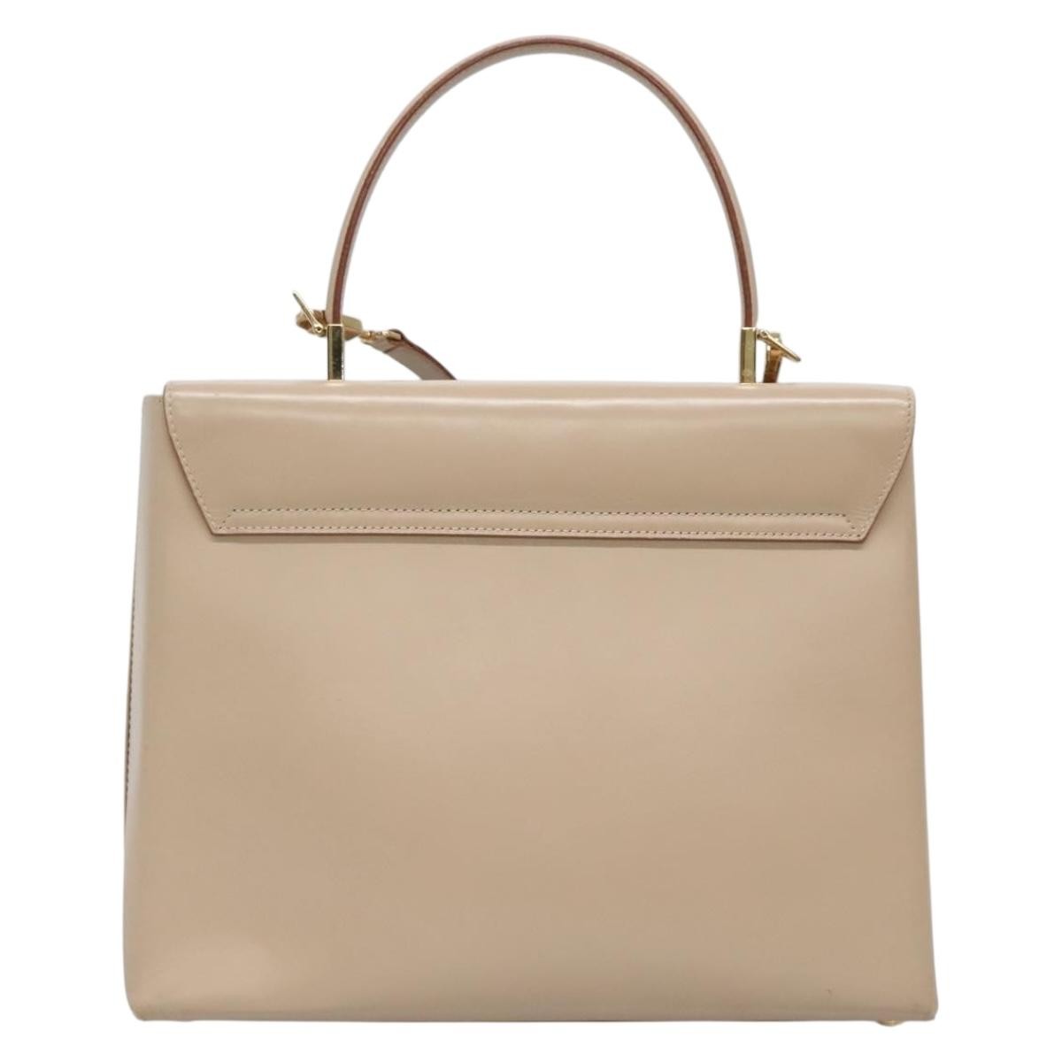 Salvatore Ferragamo Gancini Convertible Top Handle Bag Beige Leather Good condition - Back View
