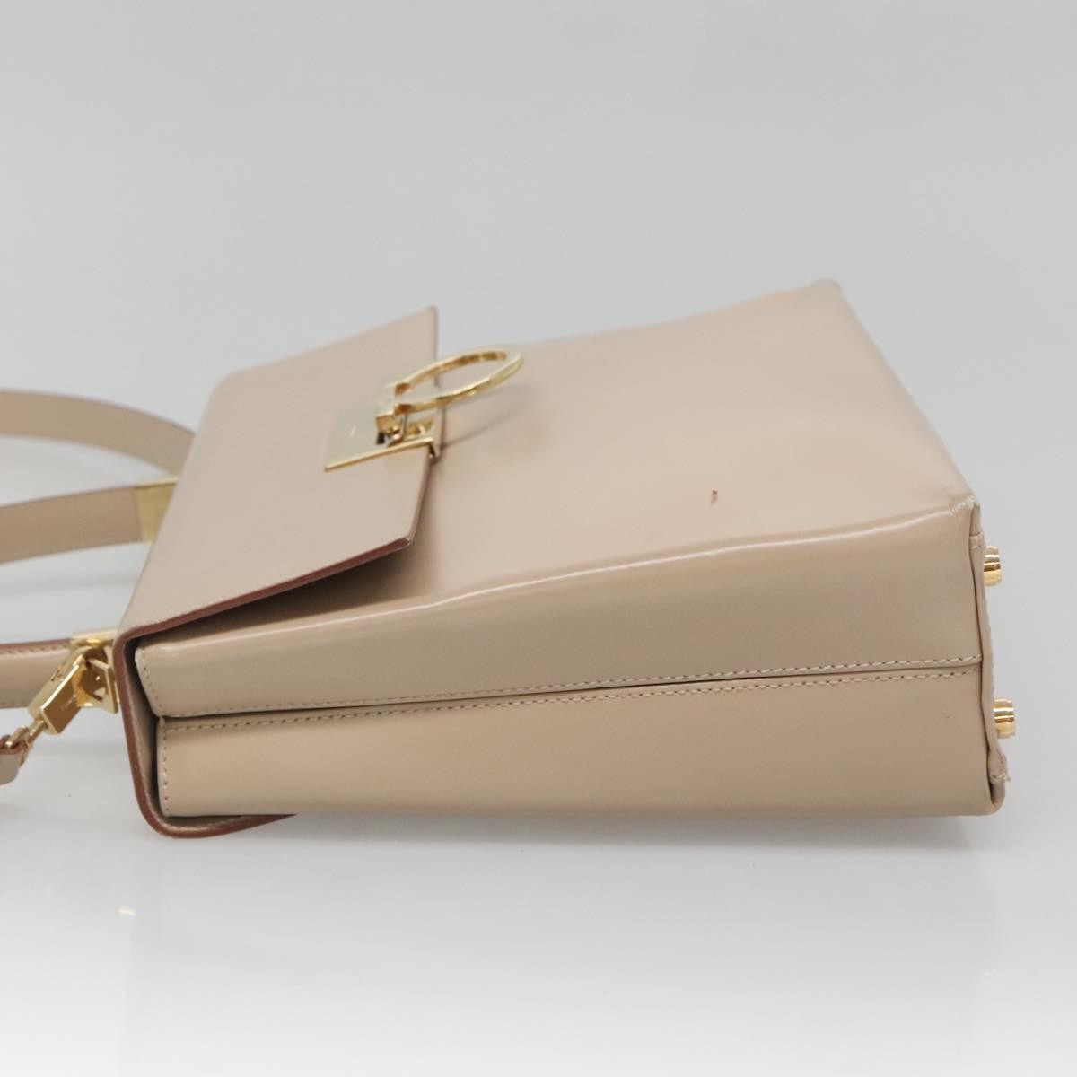 Salvatore Ferragamo Gancini Convertible Top Handle Bag Beige Leather Good condition - Inside View
