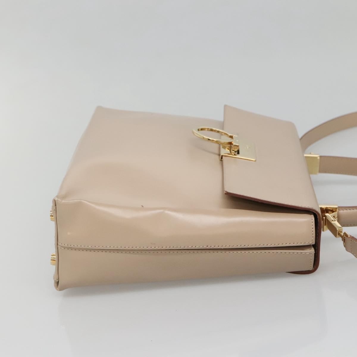Salvatore Ferragamo Gancini Convertible Top Handle Bag Beige Leather Good condition - Model View