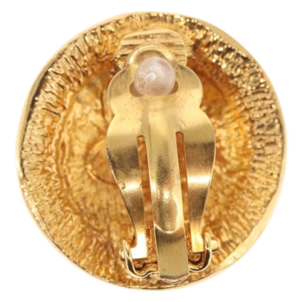Chanel Vintage 31 Rue Cambon Round Clip-On Earrings Gold Metal Good condition - Inside View