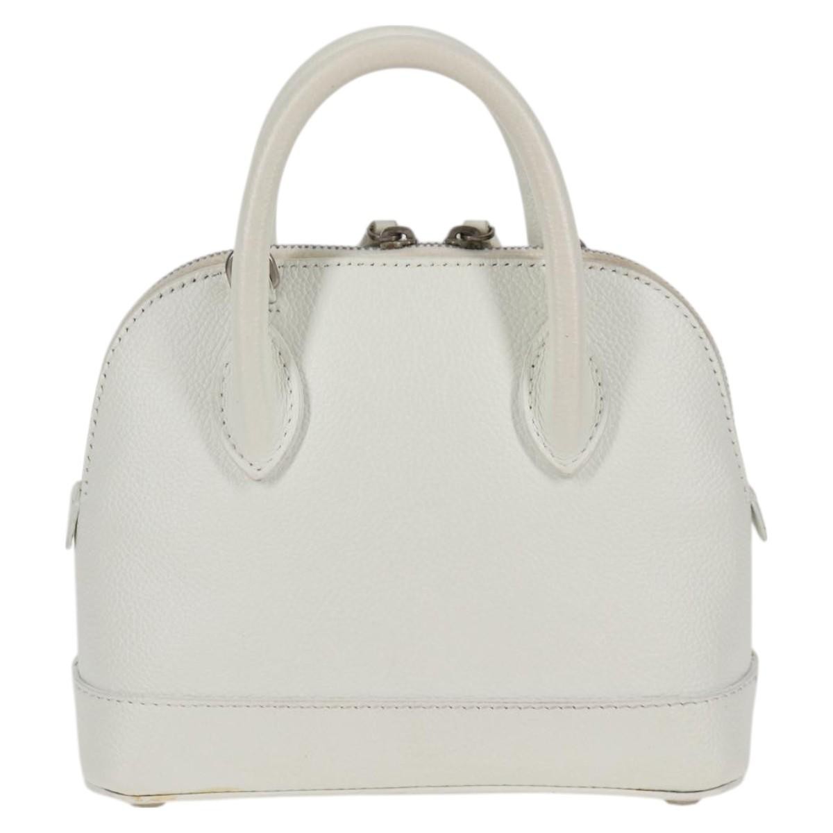 Balenciaga Logo Ville Bag White Leather Good condition - Back View