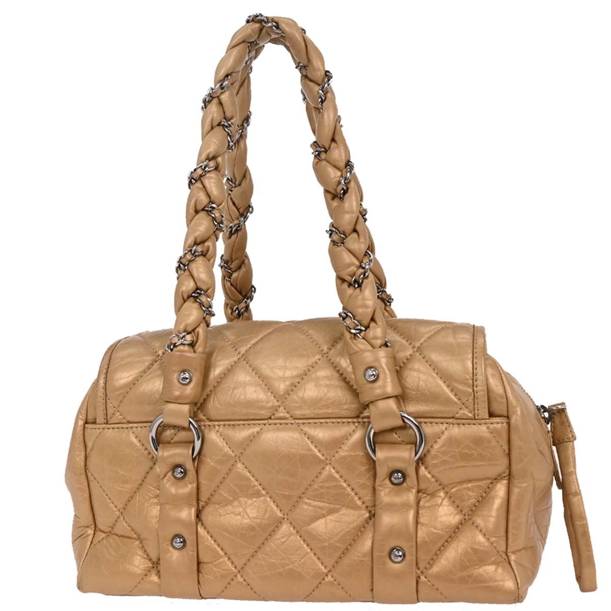 Chanel Lady Braid Flap Tote Gold Leather Good condition - Back View