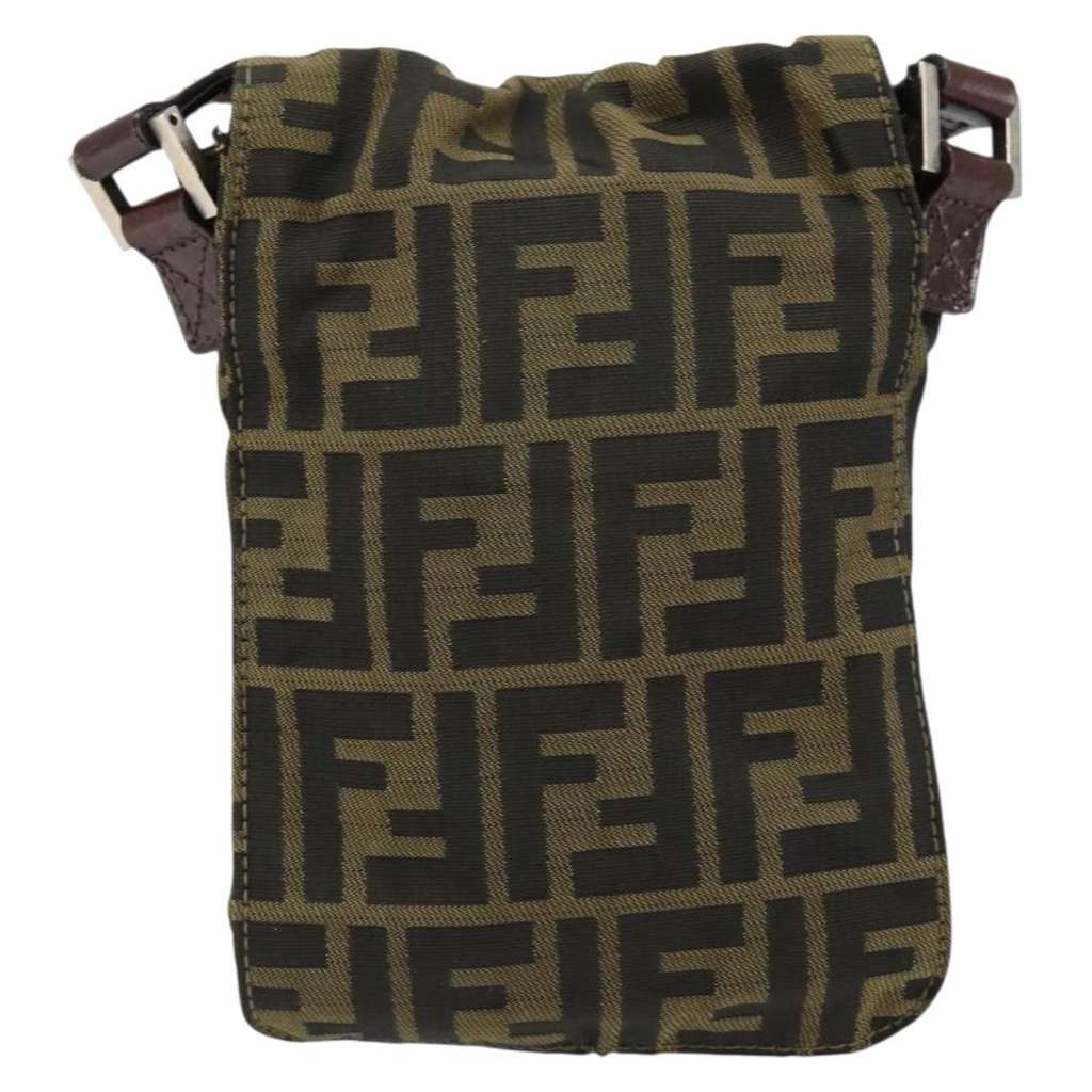 Fendi Flat Messenger Bag Brown Canvas Good condition - Back View