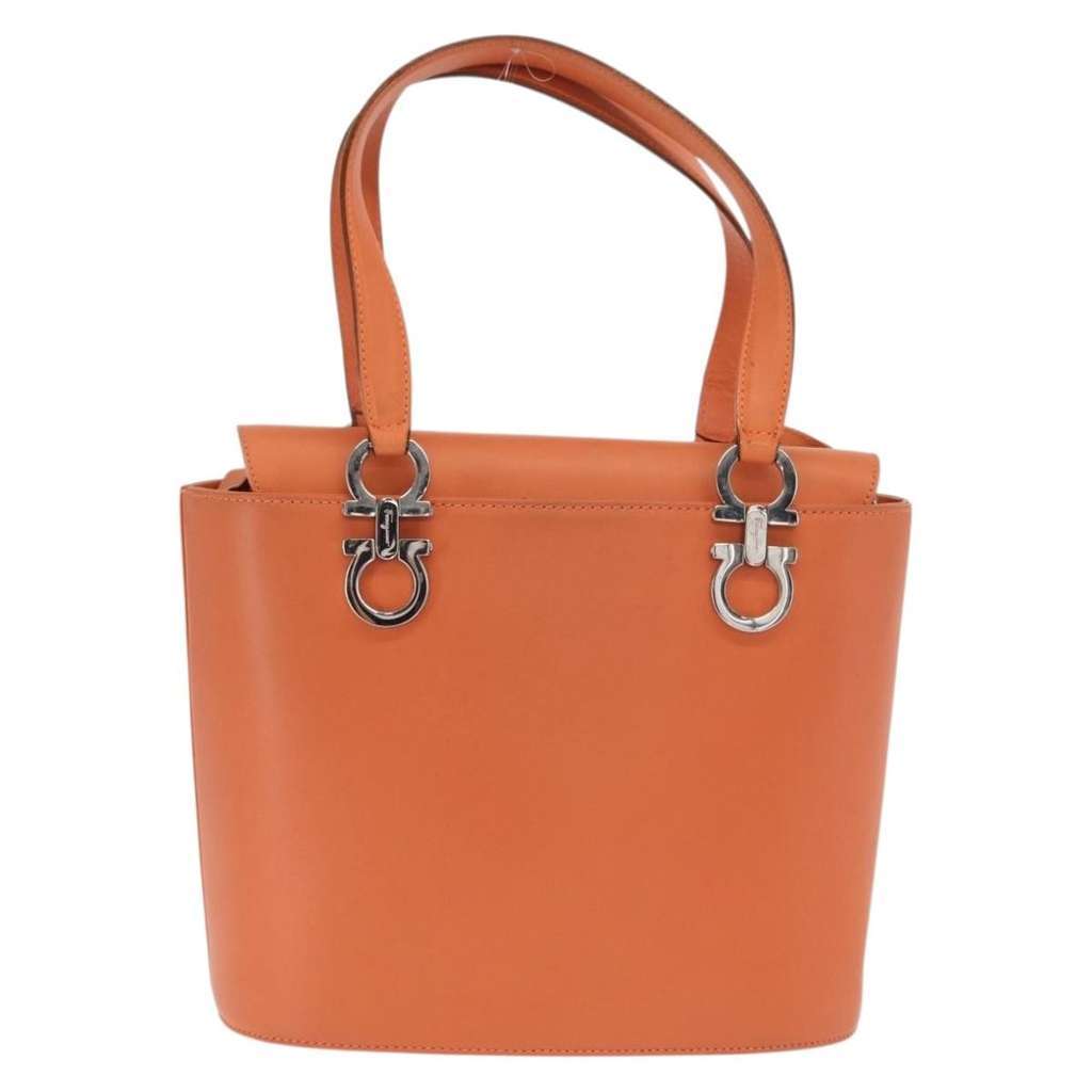 Salvatore Ferragamo Gancini handbag Orange Leather Good condition - Back View