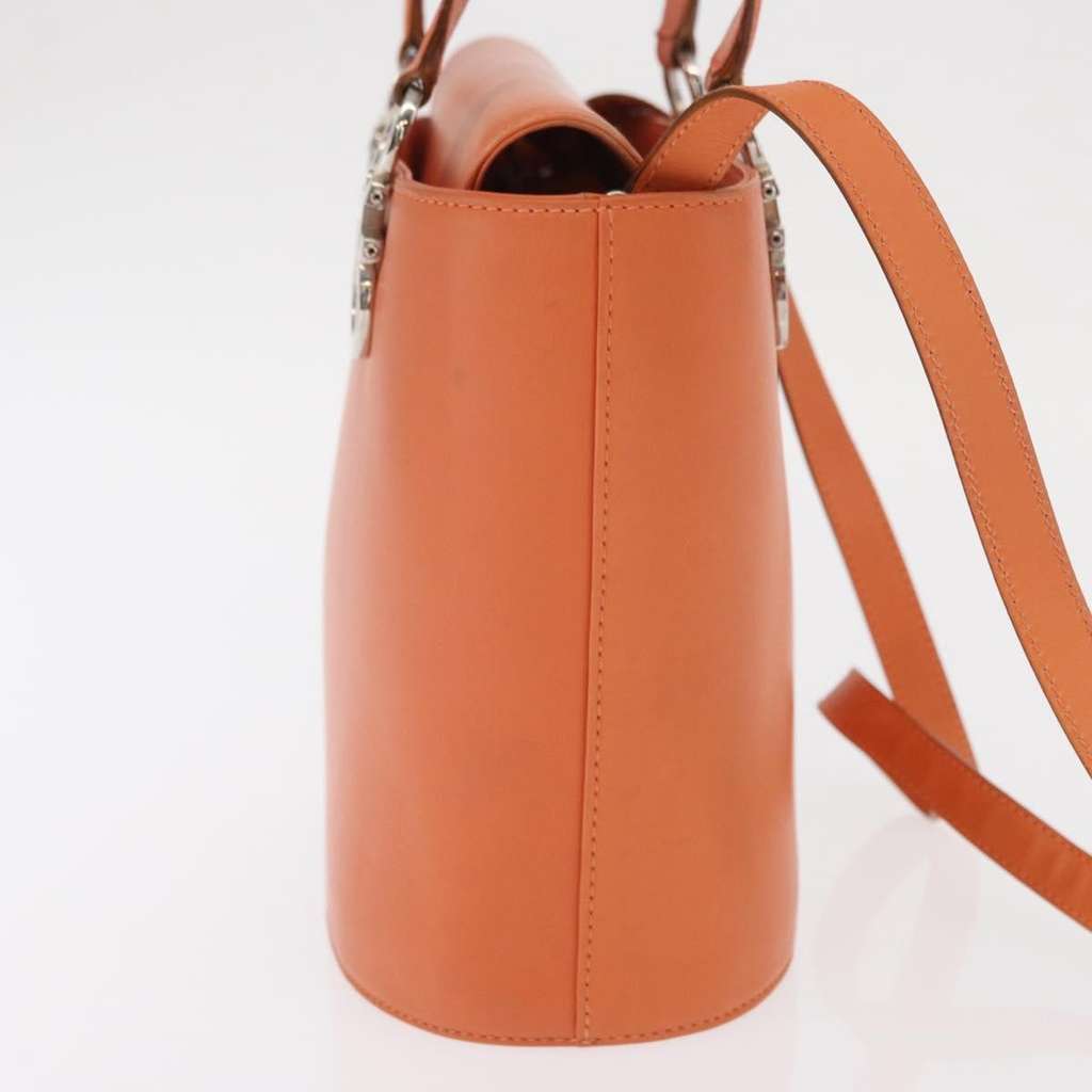 Salvatore Ferragamo Gancini handbag Orange Leather Good condition - Model View