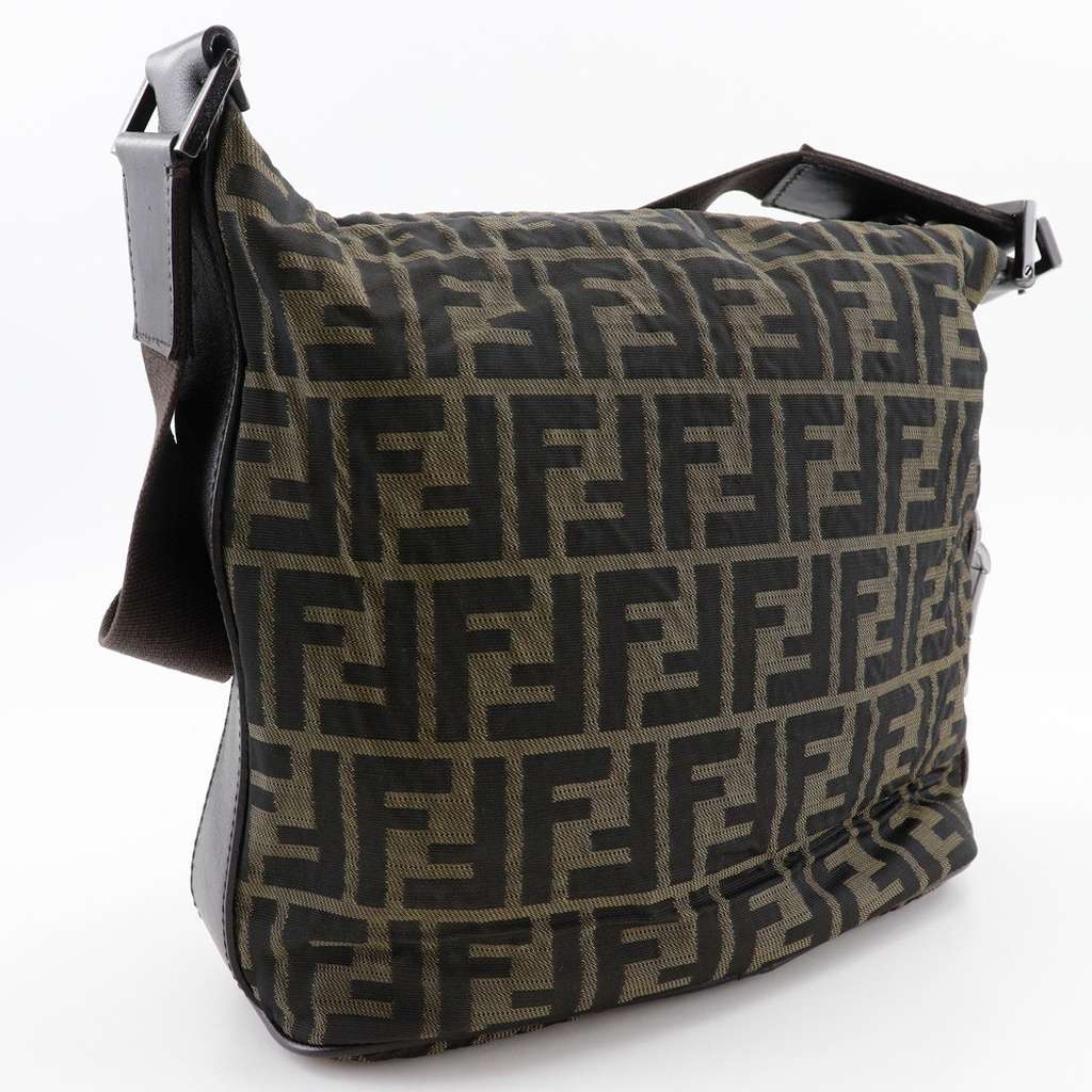 Fendi Logo Zucca Shoulder Bag Brown Canvas Good condition - Back View