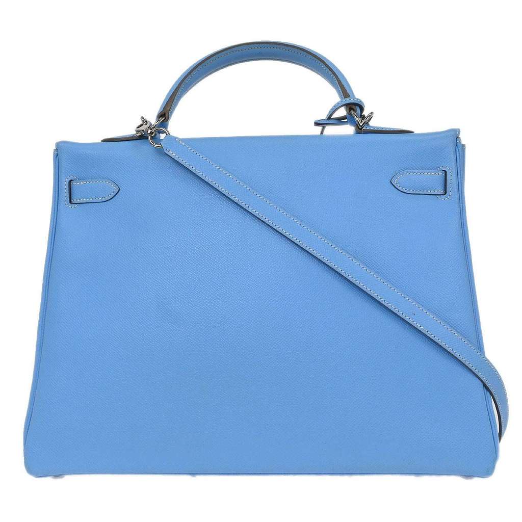 Hermès Kelly Handbag Blue Leather Good condition - Back View
