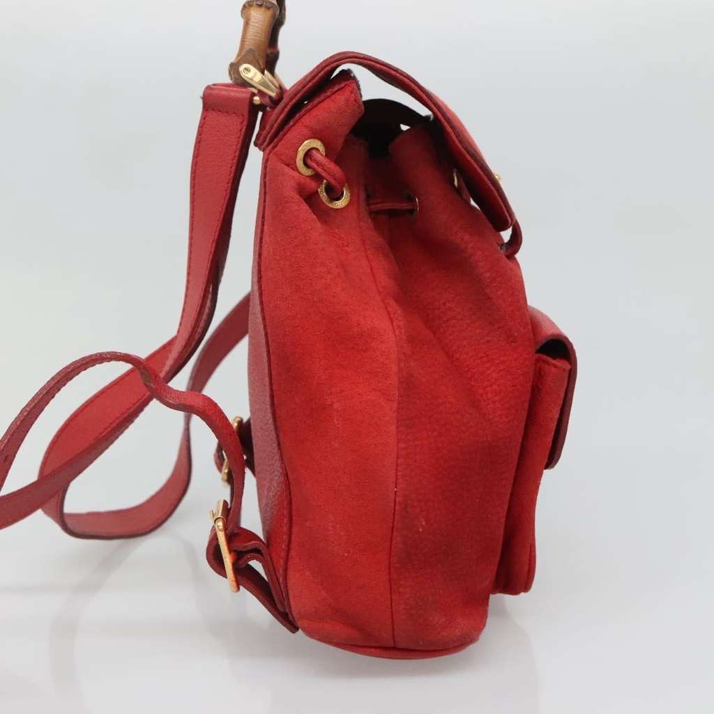 Gucci Vintage Bamboo Backpack Red Suede Good condition - Inside View