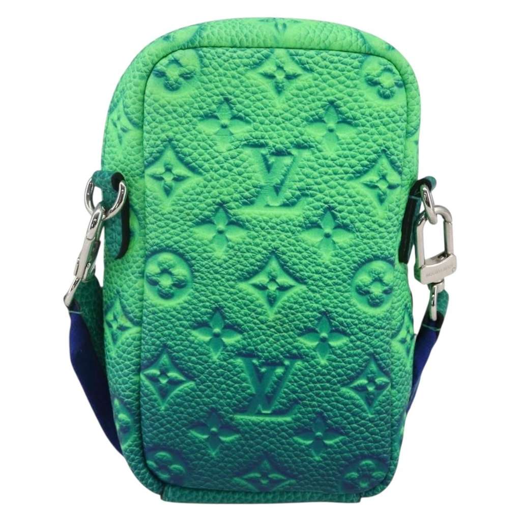 Louis Vuitton Double Phone Pouch NM Green Leather Good condition - Back View
