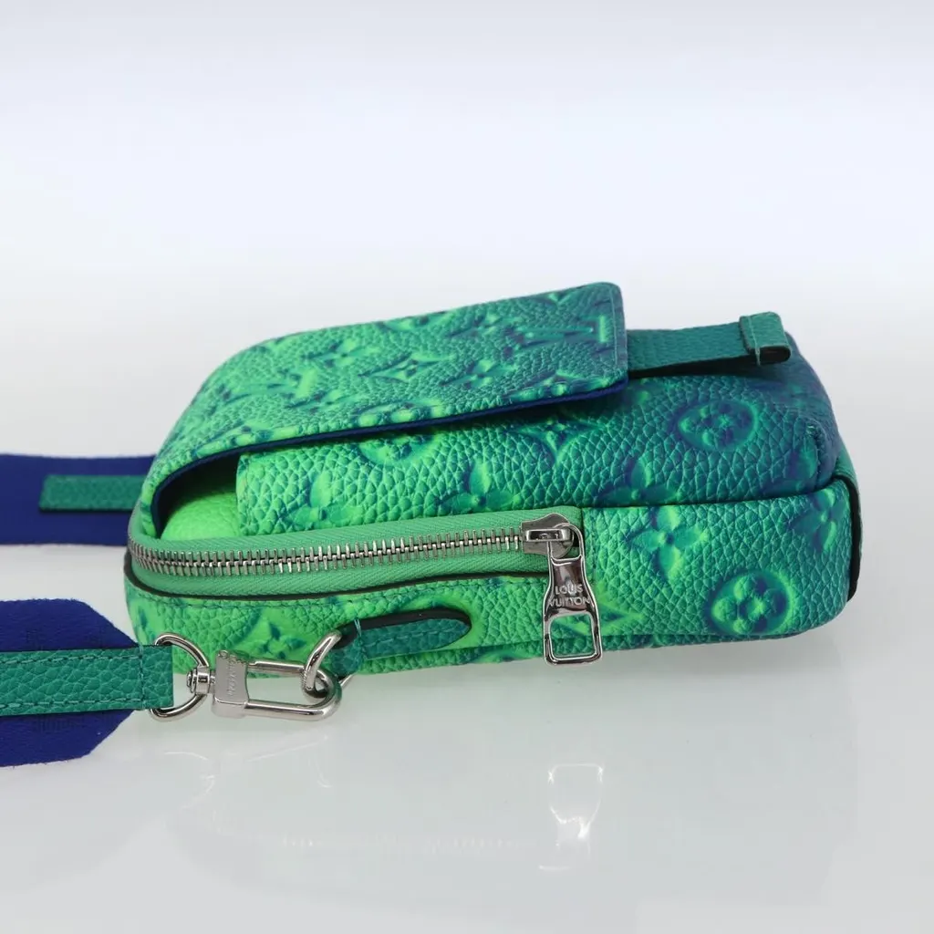 Louis Vuitton Double Phone Pouch NM Green Leather Good - Inside View