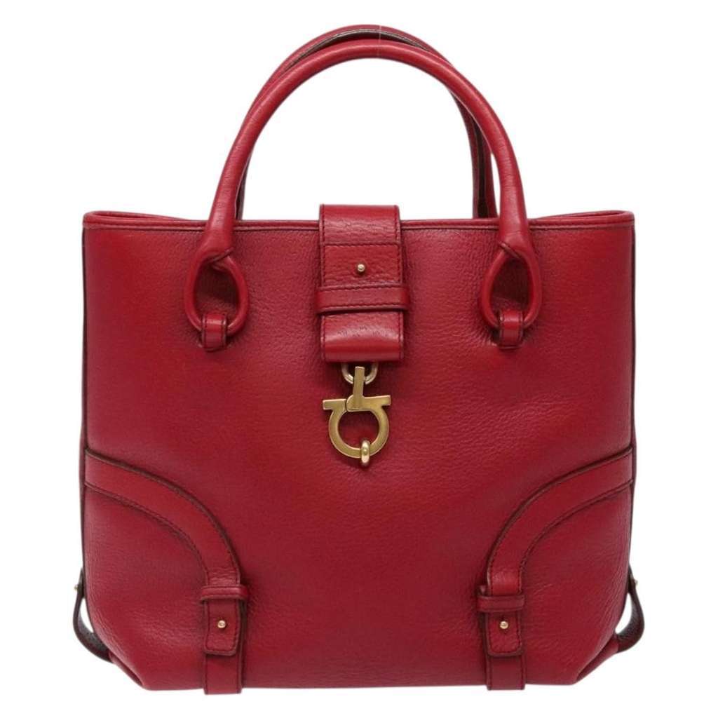 Salvatore Ferragamo Gancini handbag Red Leather Good condition - Front View