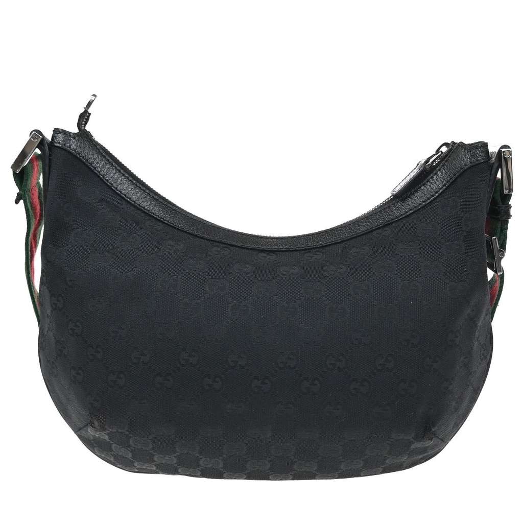 Gucci Half Moon Hobo Messenger Black Canvas Good condition - Back View