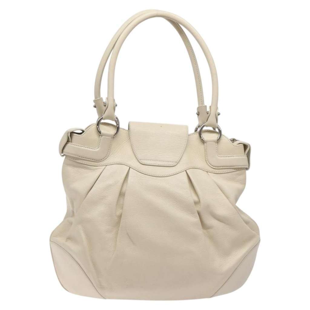 Salvatore Ferragamo Gancini Shoulder Bag White Leather Good condition - Back View
