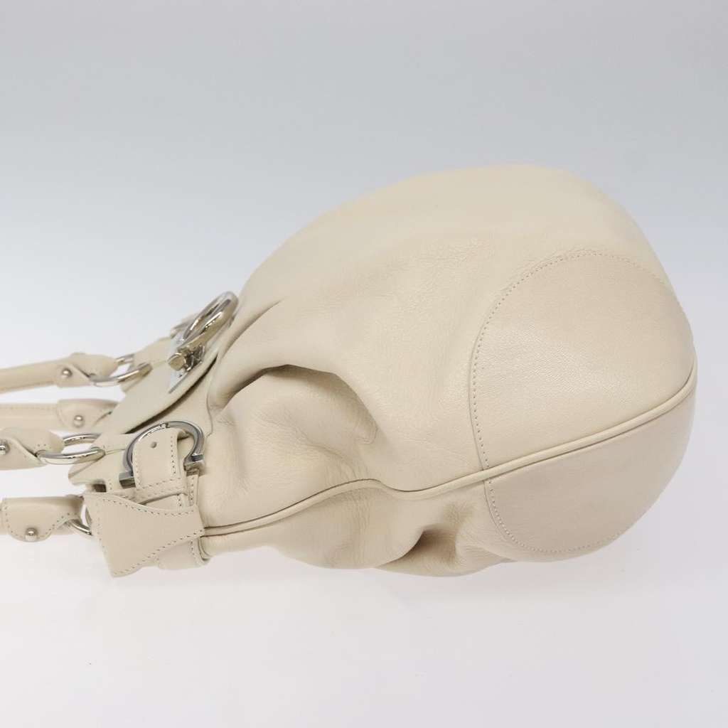 Salvatore Ferragamo Gancini Shoulder Bag White Leather Good condition - Model View