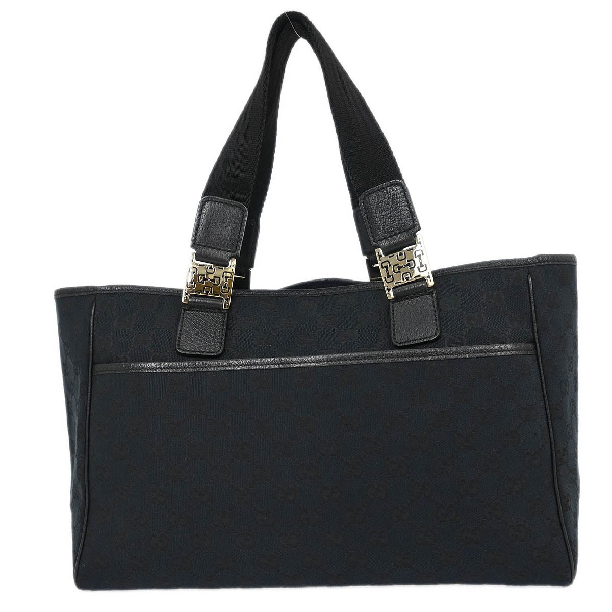 Gucci Web Handle Buckle Tote Black Canvas Good condition - Back View