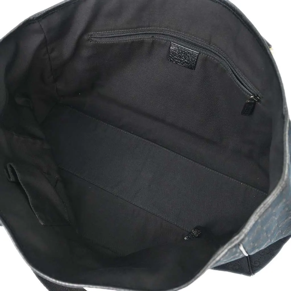 Gucci Web Handle Buckle Tote Black Canvas Good - Inside View