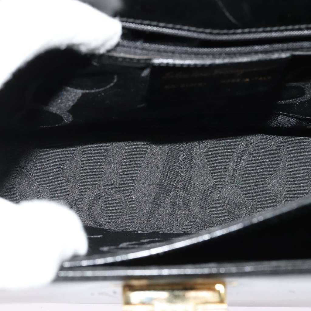 Salvatore Ferragamo Gancini Convertible Top Handle Bag Black Leather Good condition - Box View