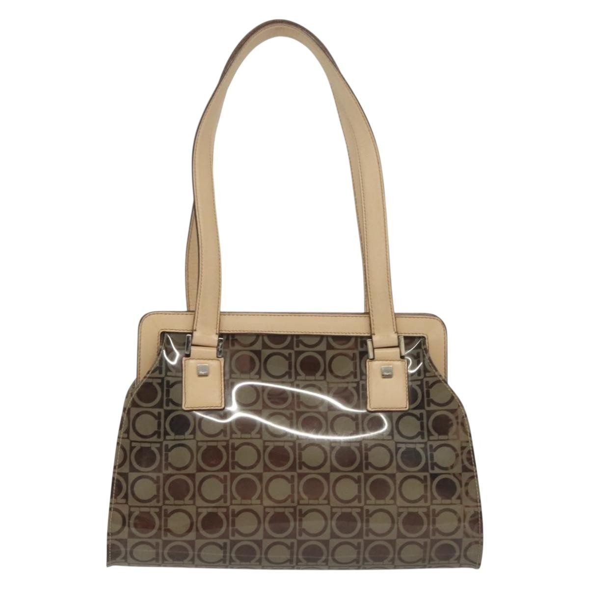Salvatore Ferragamo Gancini Tote Brown Plastic Good condition - Back View