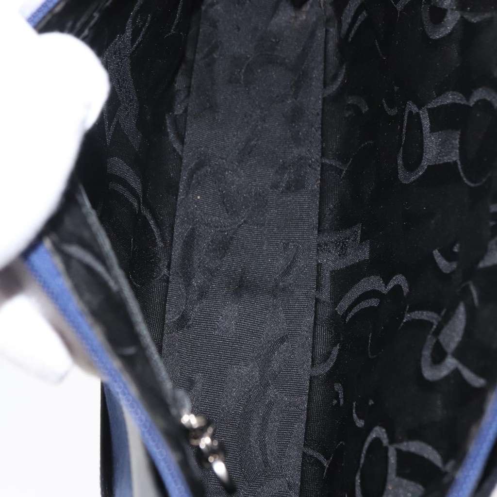 Salvatore Ferragamo Cut Out Shoulder Bag Navy Canvas Good condition - Box View