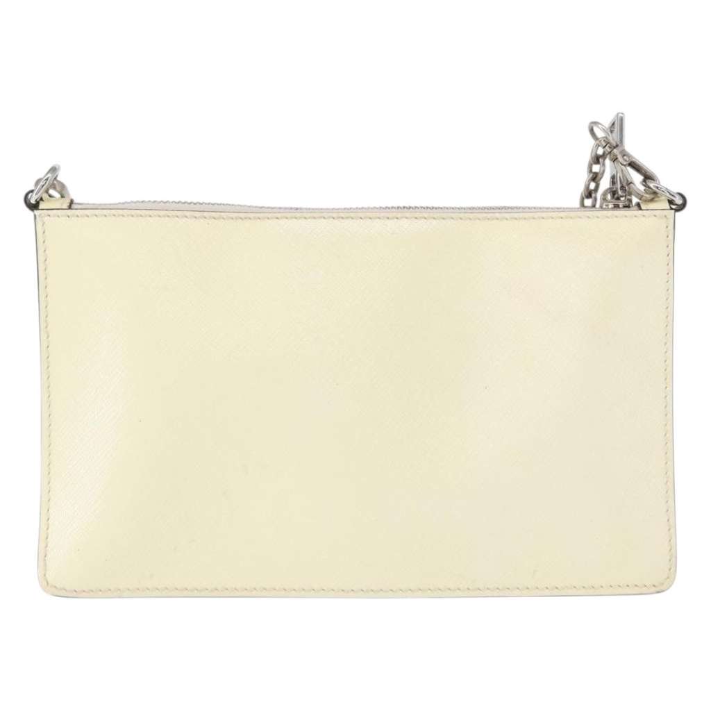 Prada Chain Crossbody Bag White Leather Good condition - Back View
