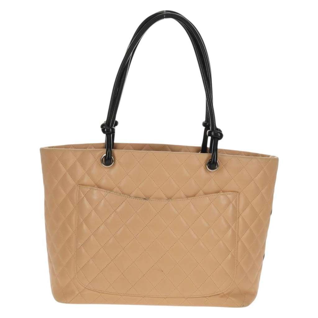Chanel Cambon Tote Beige Leather Fair condition - Back View