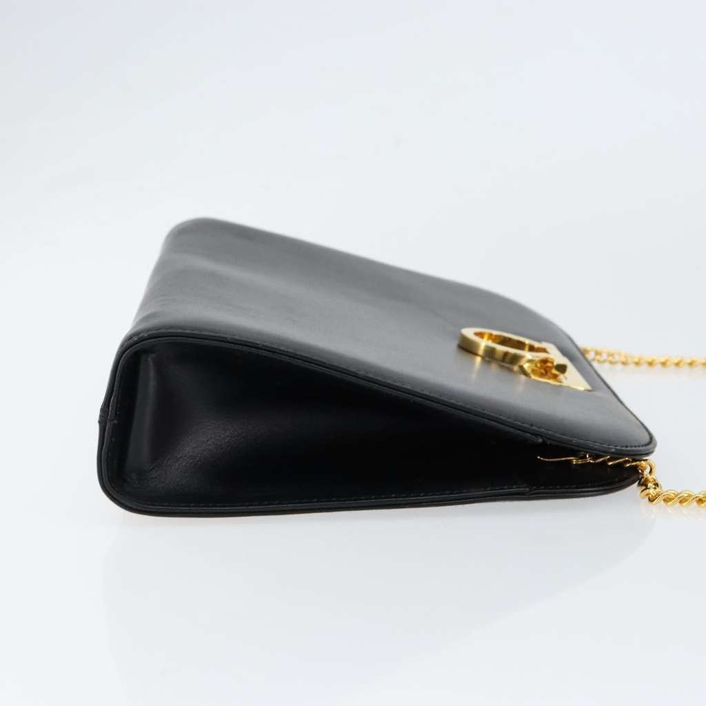 Salvatore Ferragamo Vintage Gancini Chain Shoulder Bag Black Leather Good condition - Inside View