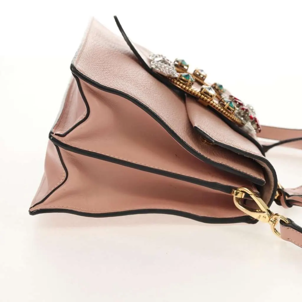 Miu Miu Madras Crystal Buckle Shoulder Bag Pink Leather Good - Model View