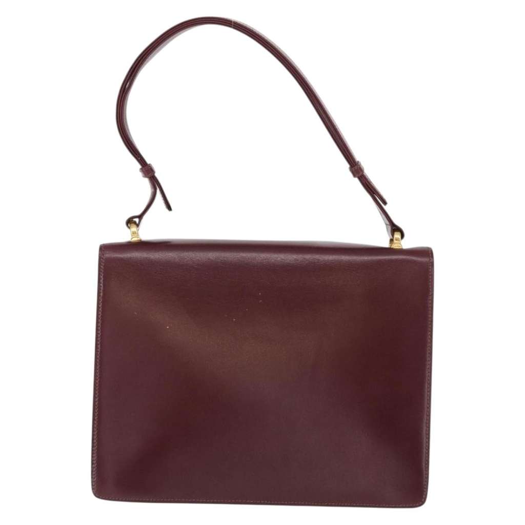 Celine Vintage Flap Shoulder Bag Burgundy Leather Good condition - Back View