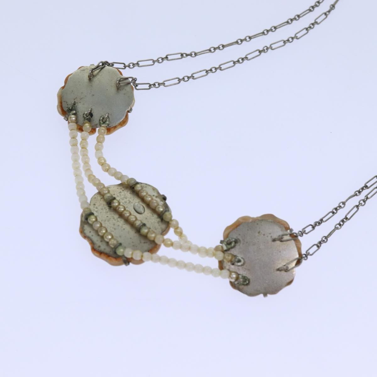 Chanel Camellia CC Long Necklace Silver Metal Good condition - Inside View