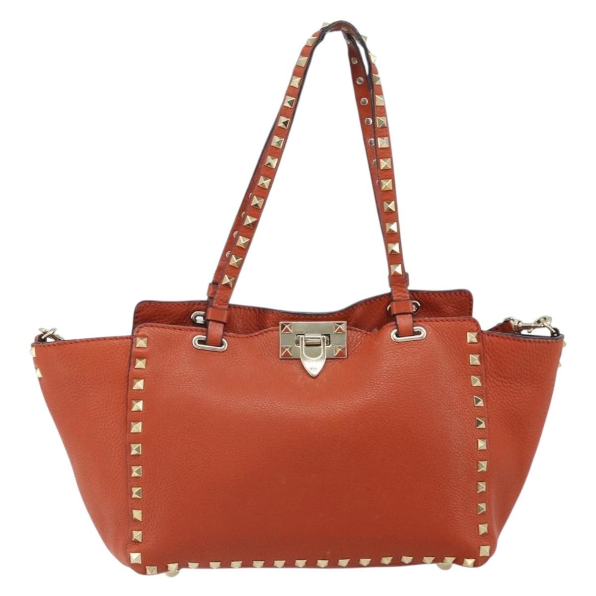 Valentino Garavani Rockstud Tote Orange Leather Good condition - Back View