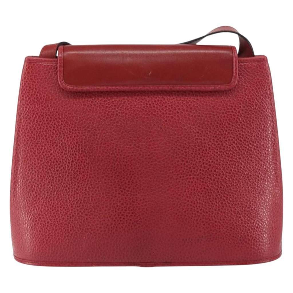 Christian Dior Vintage Shoulder Bag Red Leather Fair condition - Back View