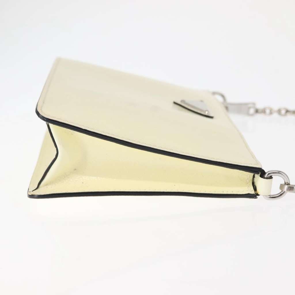 Prada Chain Crossbody Bag Vernice White Leather Good condition - Inside View