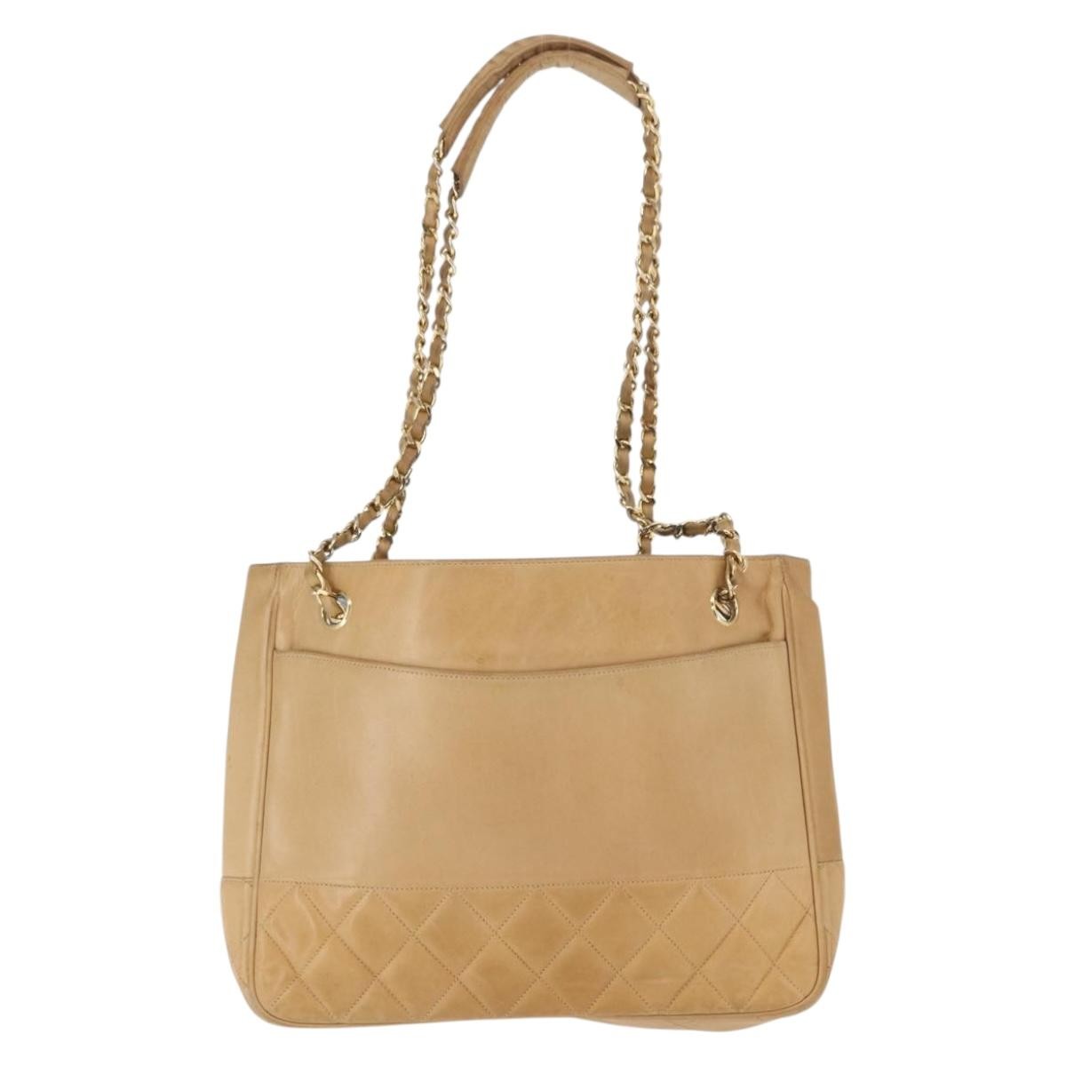 Chanel Vintage Shopping Tote Beige Leather Fair condition - Back View