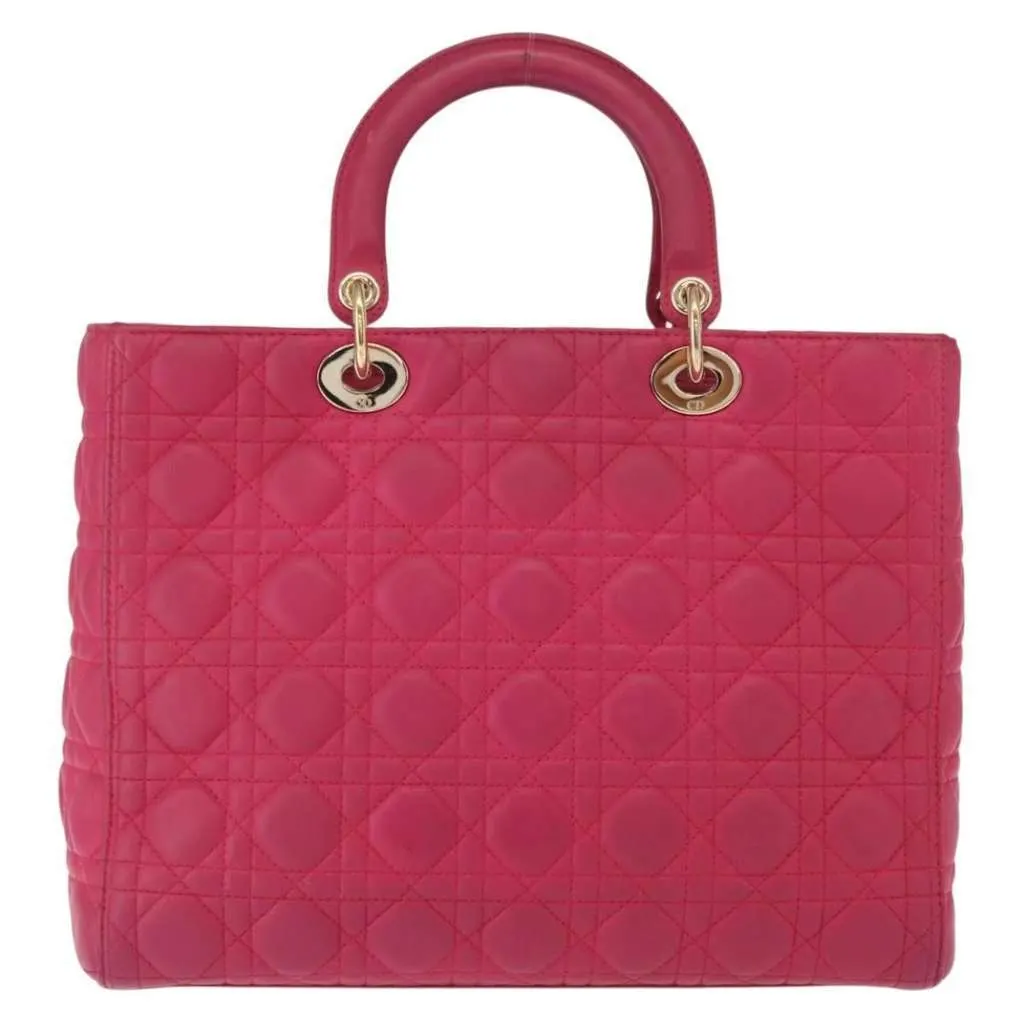 Dior Lady Dior Bag Pink Leather Good - Back View