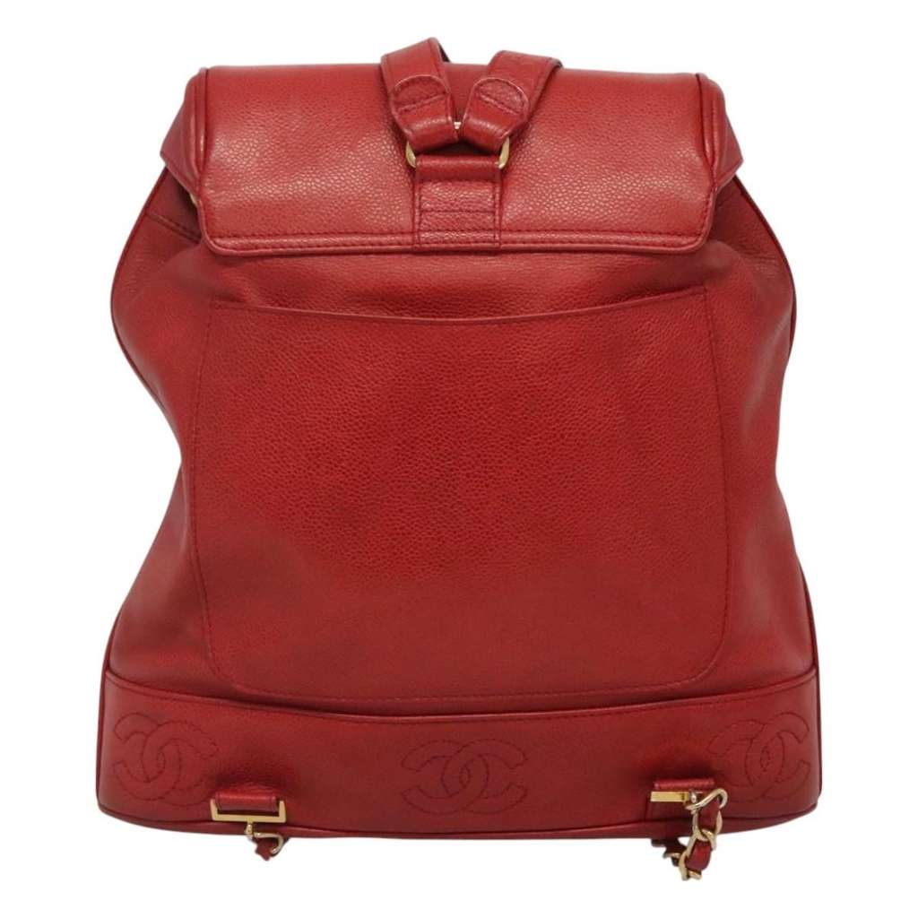 Chanel Vintage Backpack Red Leather Good condition - Back View