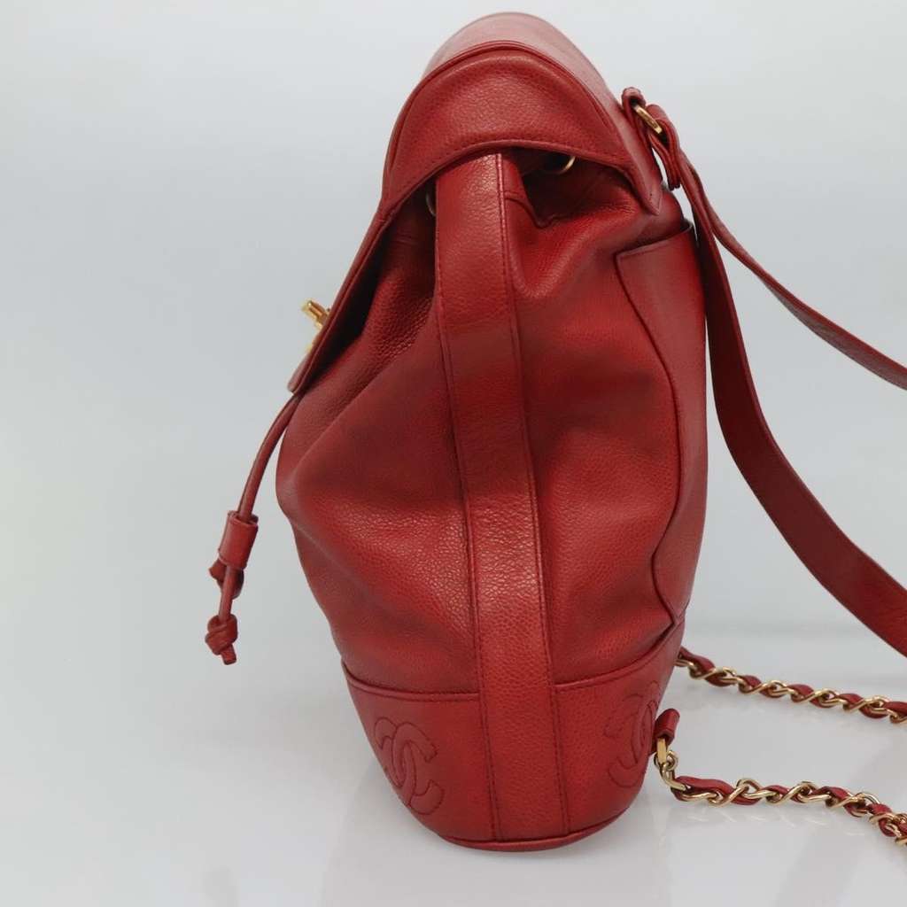 Chanel Vintage Backpack Red Leather Good condition - Inside View