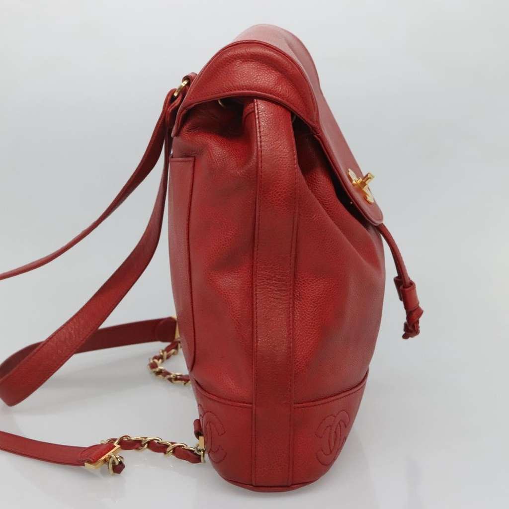 Chanel Vintage Backpack Red Leather Good condition - Model View