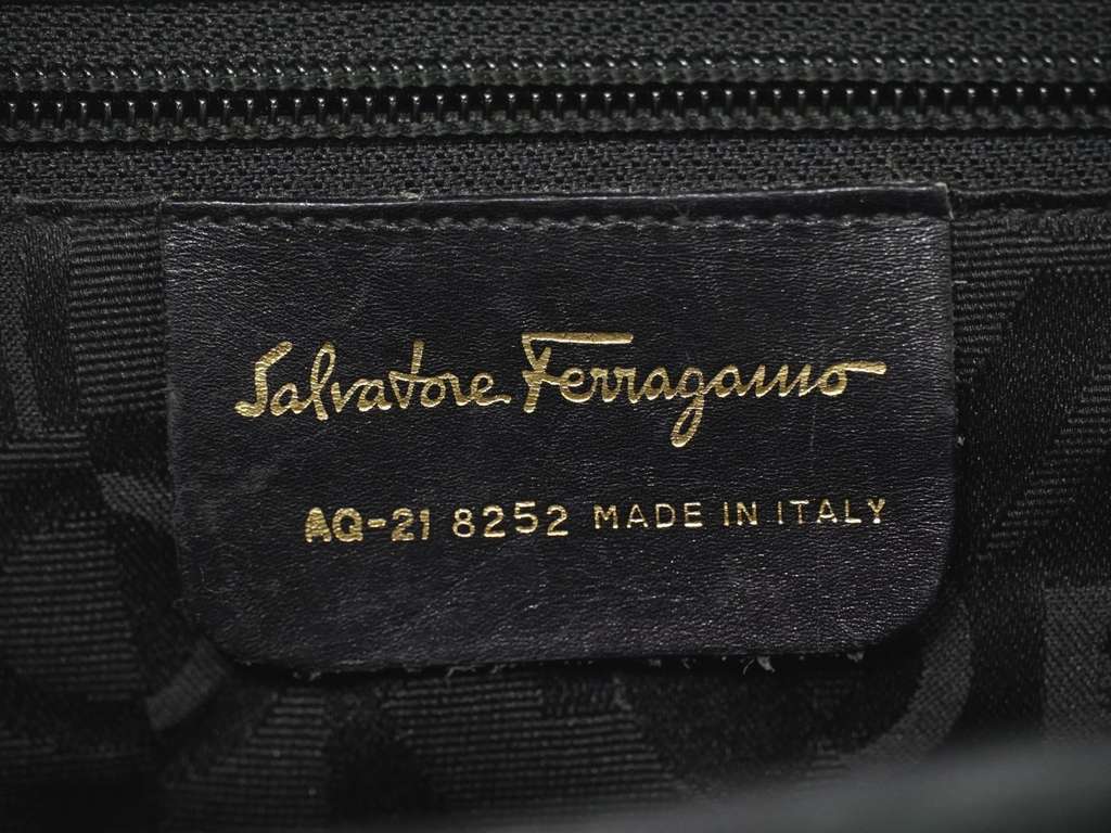 Salvatore Ferragamo Vala Handbag Black Leather Fair condition - Box View