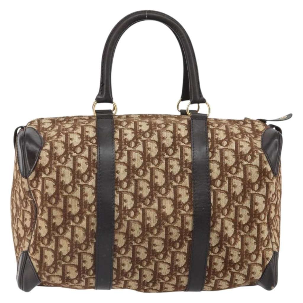 Christian Dior Vintage Trotter Boston Bag Beige Canvas Good condition - Back View