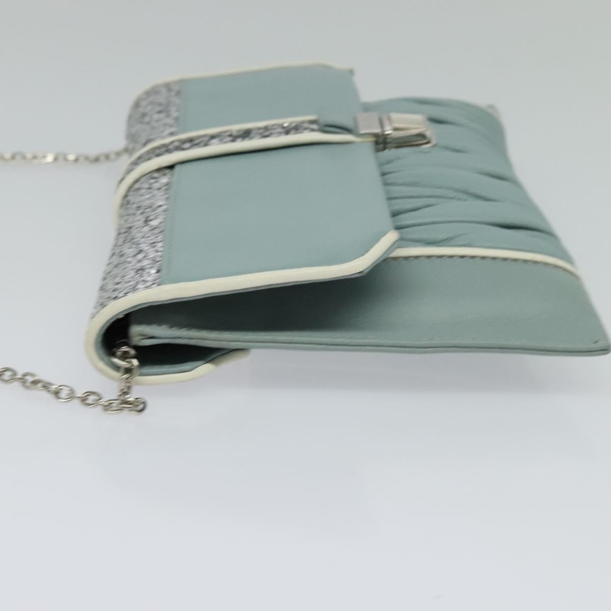 Miu Miu Madras Chain Clutch Blue Leather Good condition - Inside View