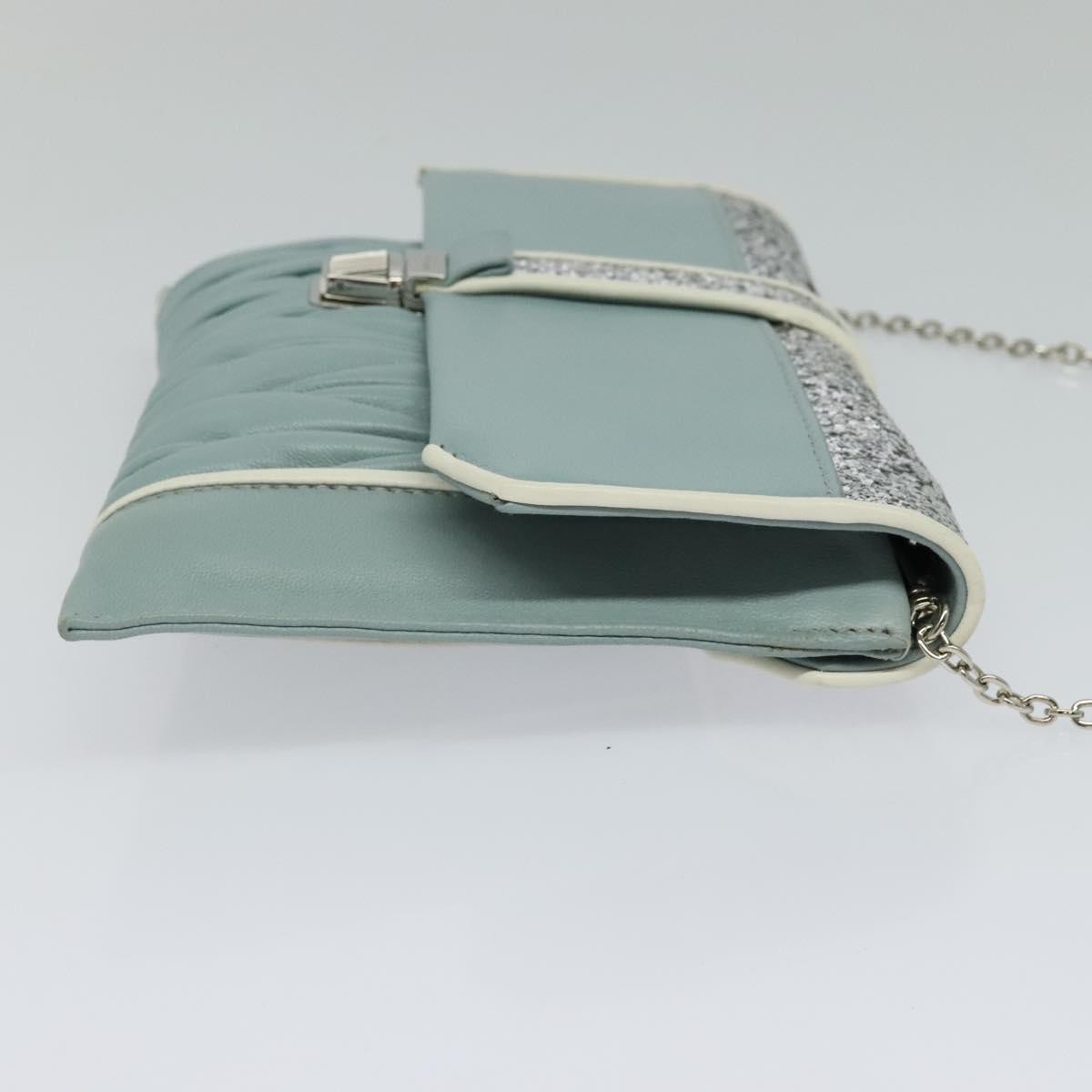 Miu Miu Madras Chain Clutch Blue Leather Good condition - Model View