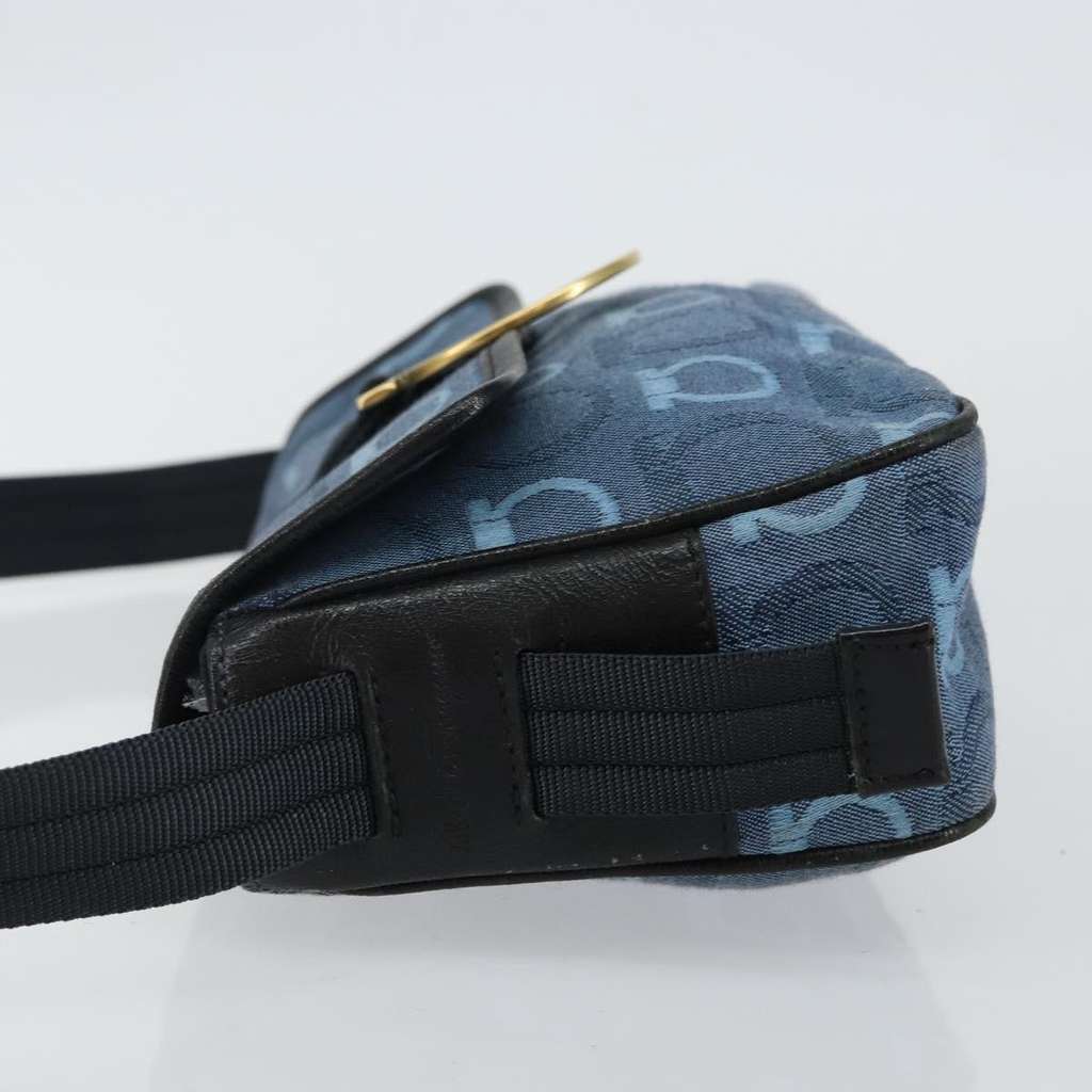 Salvatore Ferragamo Gancini Shoulder Bag Navy Canvas Good condition - Model View