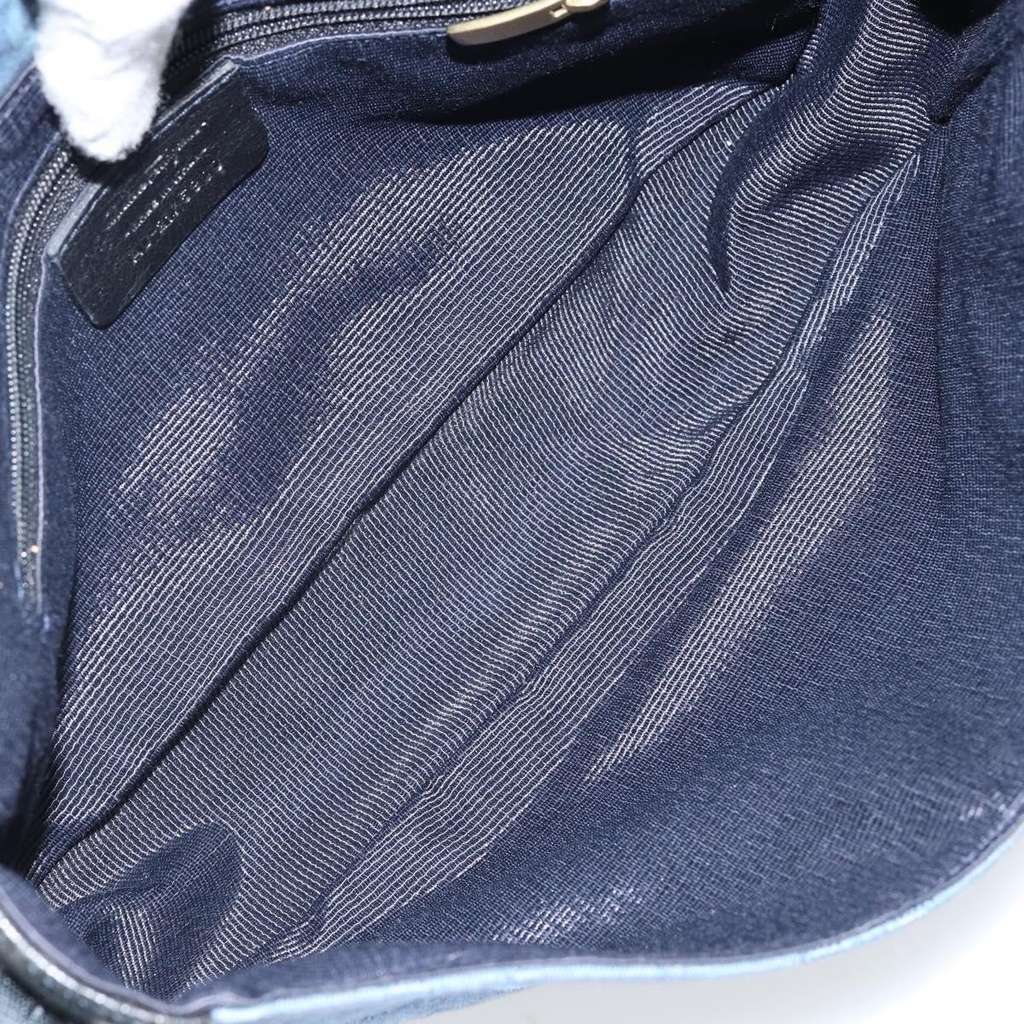 Salvatore Ferragamo Gancini Shoulder Bag Navy Canvas Good condition - Box View