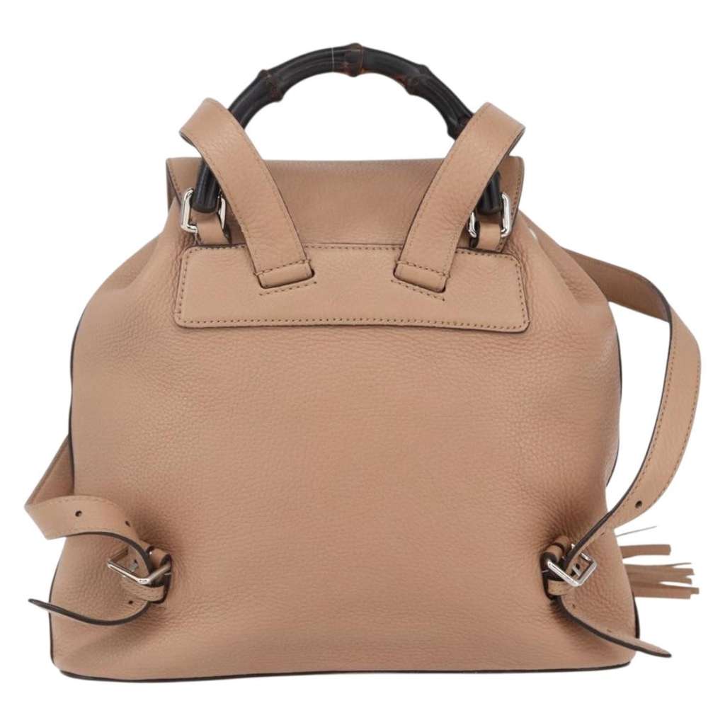 Gucci Vintage Bamboo Backpack Beige Leather Good condition - Back View