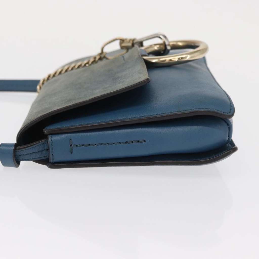 Chloe Faye Shoulder Bag Blue Suede Fair condition - Model View