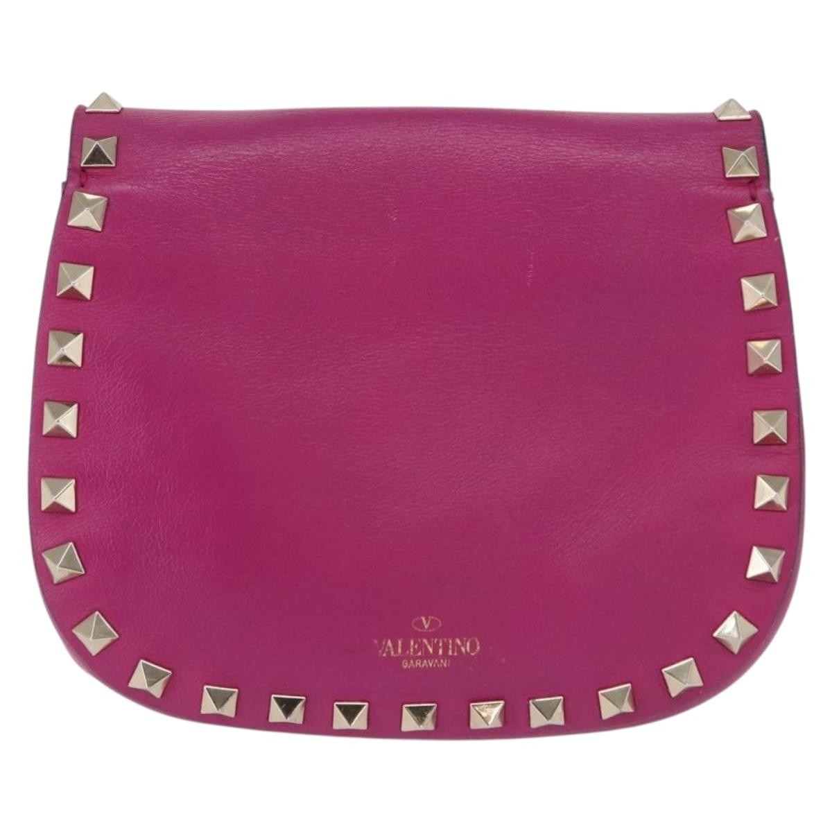 Valentino Garavani Rockstud Saddle Crossbody Bag Pink Leather Good condition - Back View