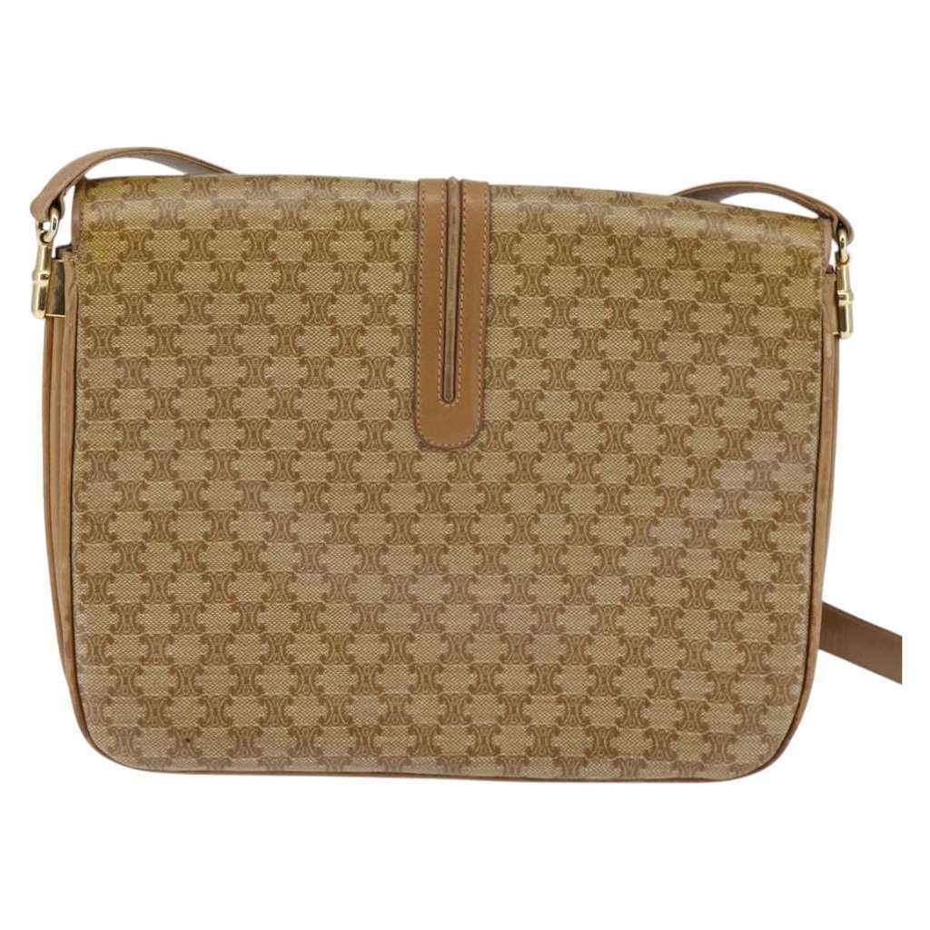 Celine Vintage Macadam Shoulder Bag Beige Canvas Good condition - Back View