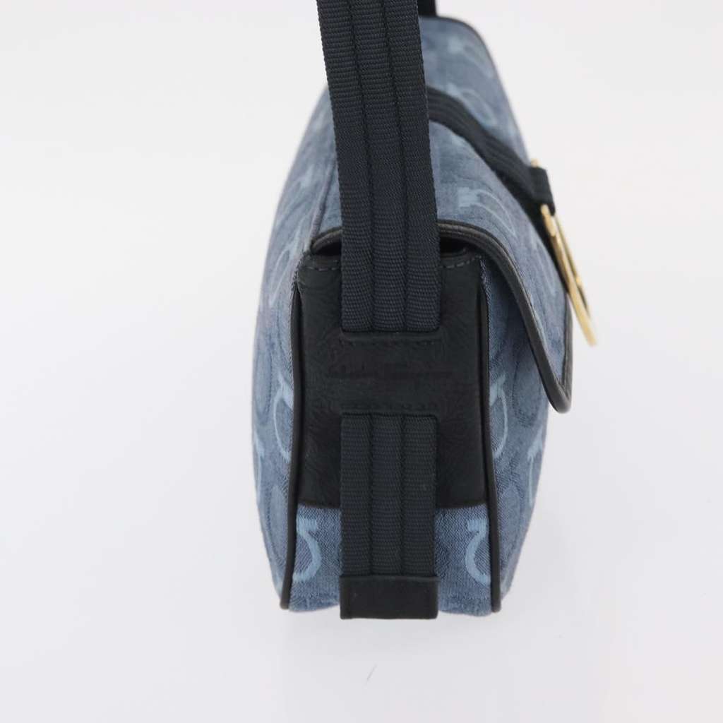 Salvatore Ferragamo Gancini Shoulder Bag Navy Canvas Good condition - Model View